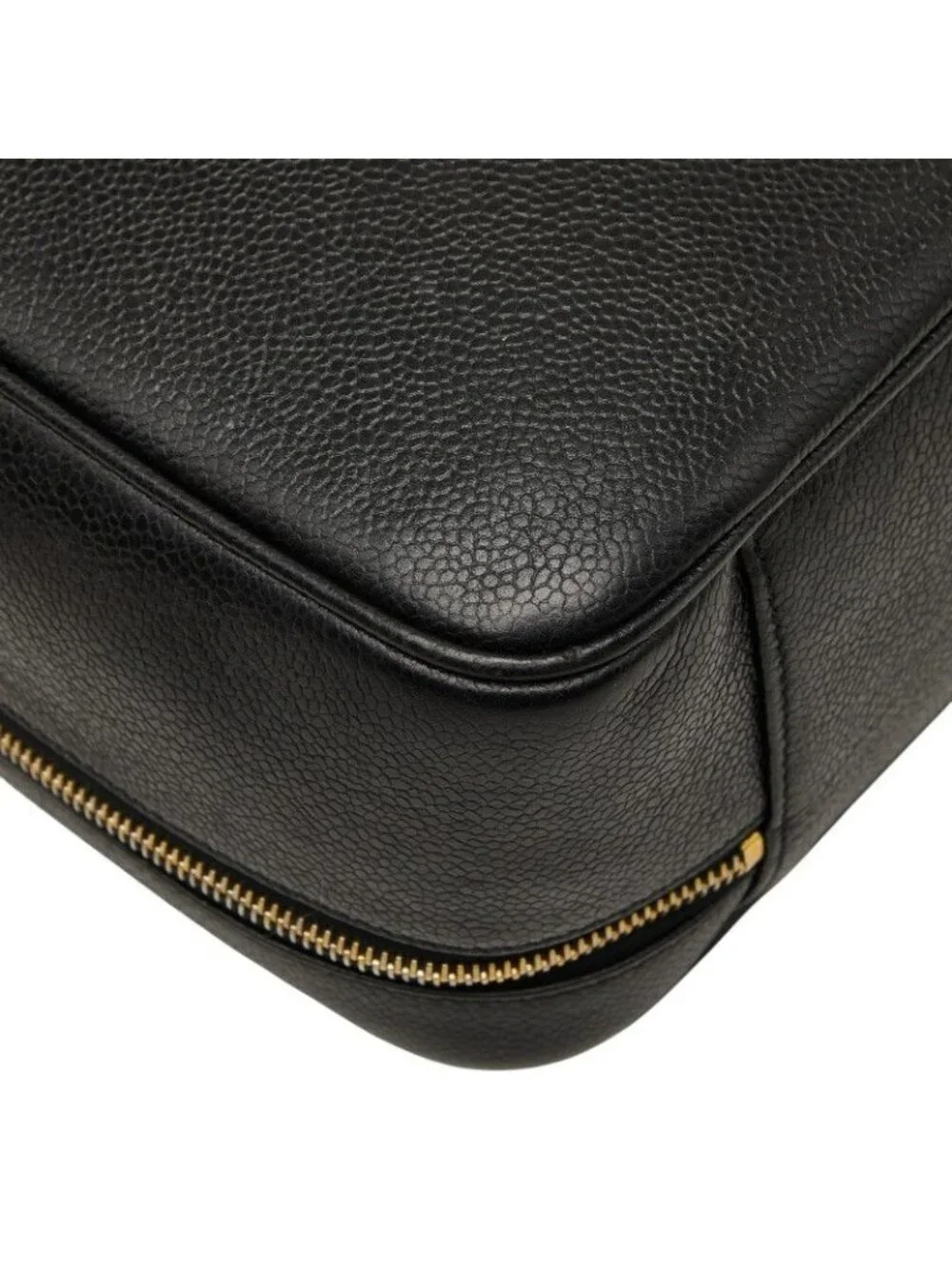 Chanel CC Logo Vanity 2-Way Shoulder Bag Black Caviar Leather